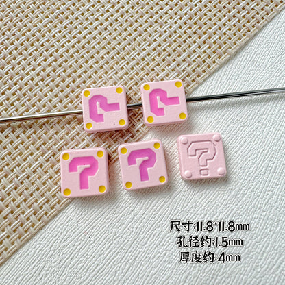 Square Metal Beads 11mm Painted Question Mark Design 20pcs 6