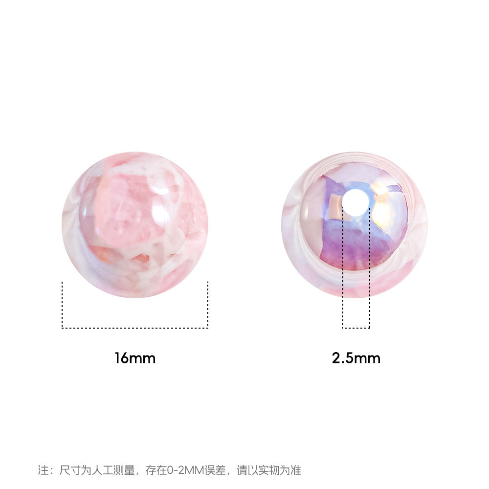 Milk Colored Marbled Resin Beads 16mm Glossy Round 20pcs 3