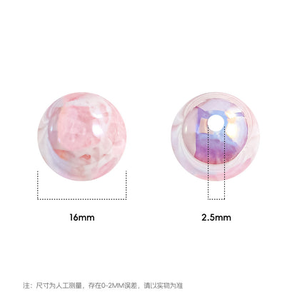 Milk Colored Marbled Resin Beads 16mm Glossy Round 20pcs 3