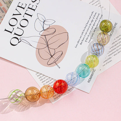 Swirl Pattern Blown Glass Beads 10-16mm Colorful Translucent 4pcs 4