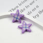 Grid Pattern Printed Star Acrylic Beads 21mm Multicolor 20pcs 10