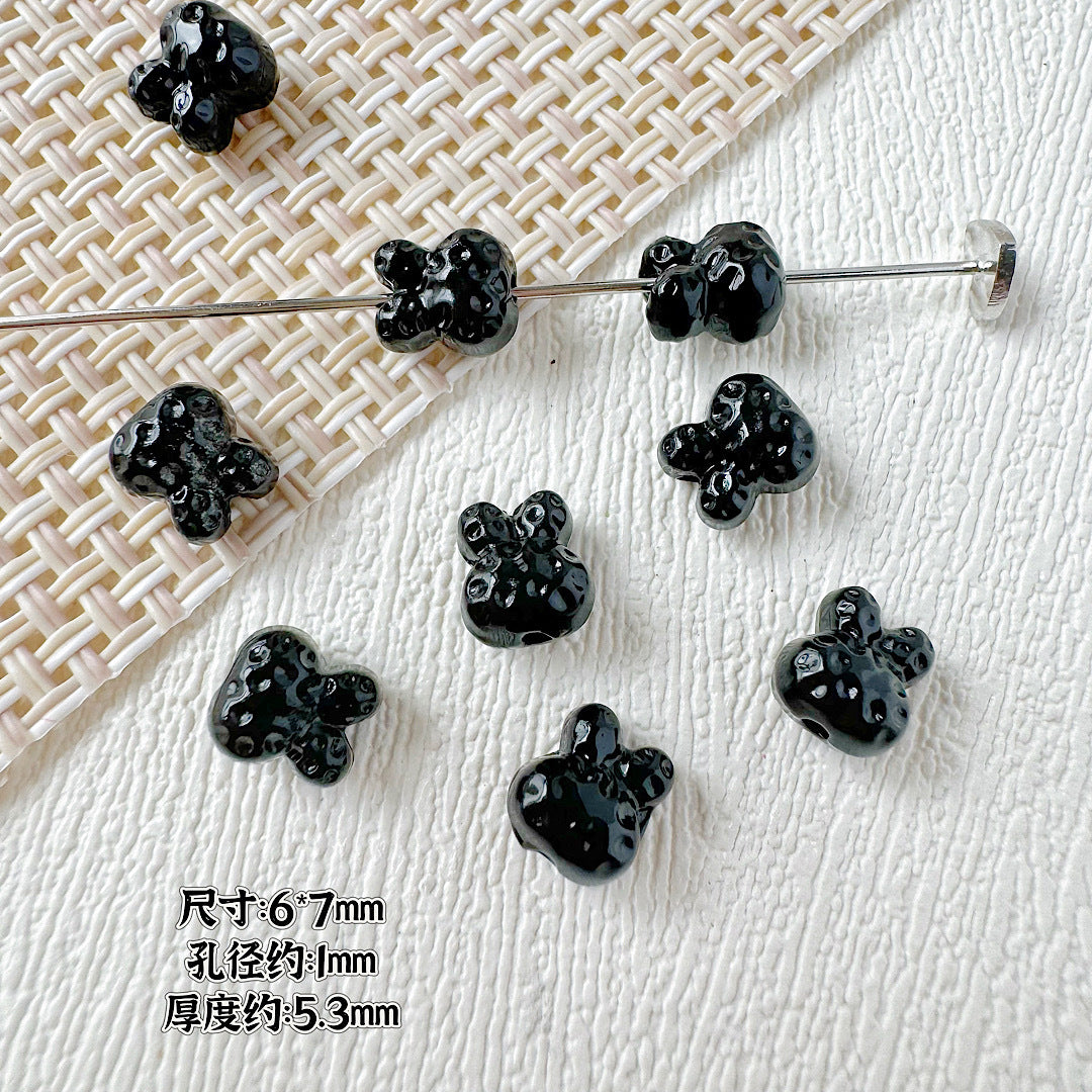 Rabbit Metal Beads 7mm Baking Painted Granular Alloy 30pcs 11
