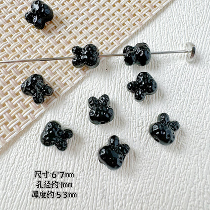 Rabbit Metal Beads 7mm Baking Painted Granular Alloy 30pcs 11