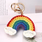 Crochet Rainbow Keychain Handmade Yarn Charm with Colorful Shapes 7