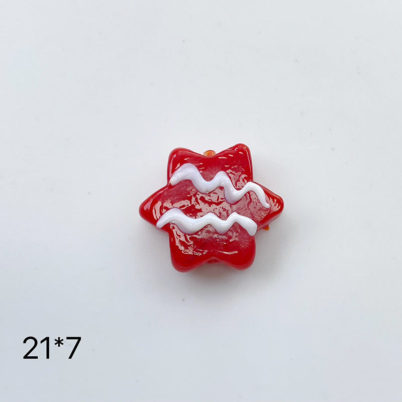 Hand Painted 3D Christmas Lampwork Glass Beads Snowman Santa Motifs 1pc 24