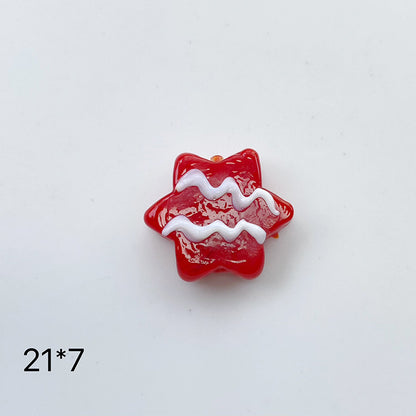 Hand Painted 3D Christmas Lampwork Glass Beads Snowman Santa Motifs 1pc 24