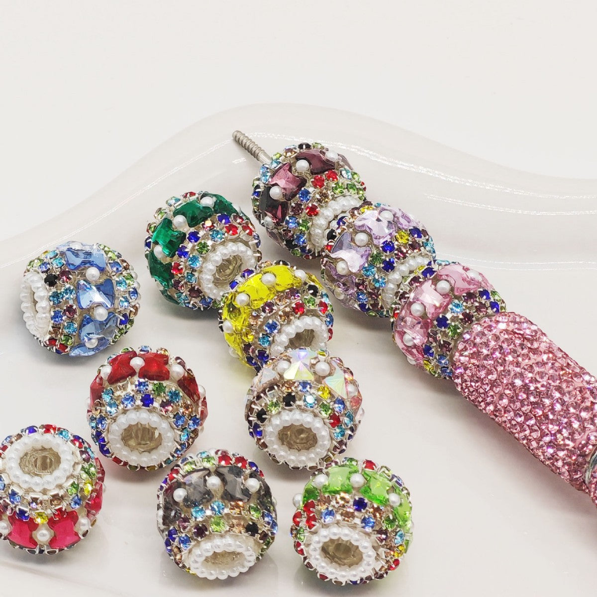 Full Rhinestone Bubblegum Rhinestone Beads 18mm Glam 4pcs 5