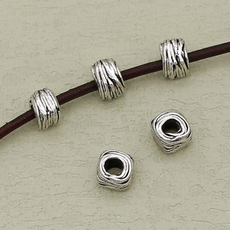 Alloy Irregular Wire Ball Spacer Beads 7mm Large Hole Tibetan Silver Tone 50pcs