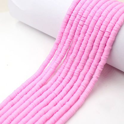 Flat Clay Beads 6mm Solid Color Smooth Polymer Disc 10strands 32