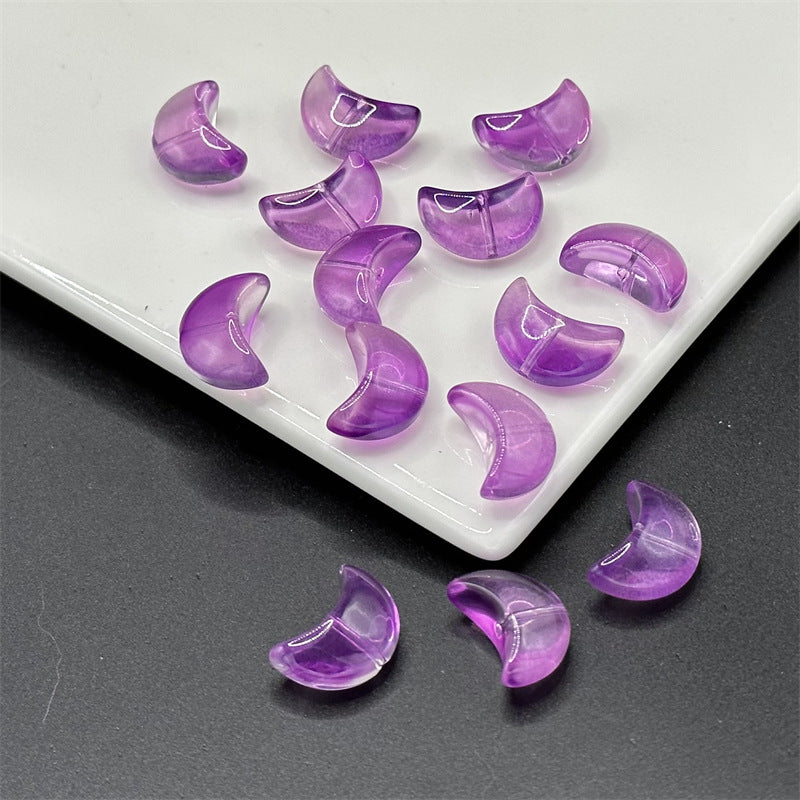 Moon Crescent Transparent Glass Beads 9x14mm Pastel Mixed 100pcs 8