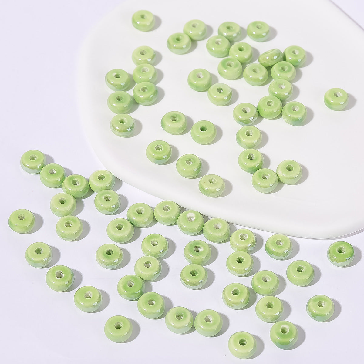 Ceramic Abacus Spacer Beads 5x9mm Creamy Colored 30pcs 4