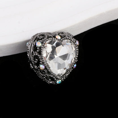 Double-Sided Heart Rhinestone Beads 22mm Alloy Encrusted 10pcs 36