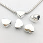 Heart Metal Beads Large Hole Metallic Silver Tone 30pcs 15