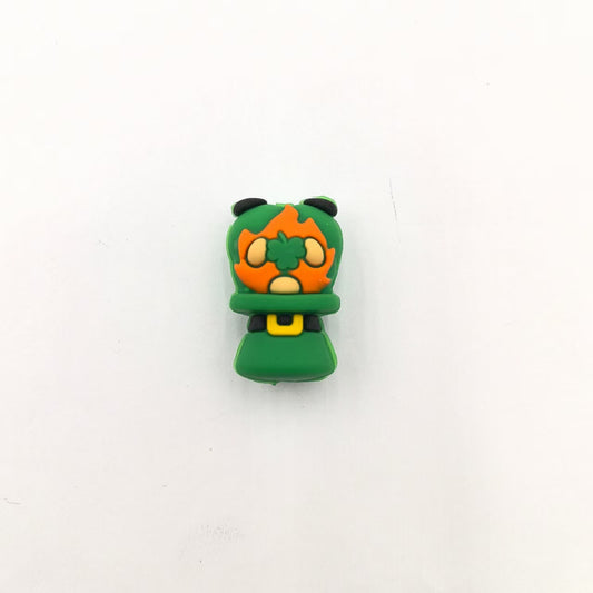 Silicone 3D Focal Beads Old Man Three Leaf Clover Face 20Pcs