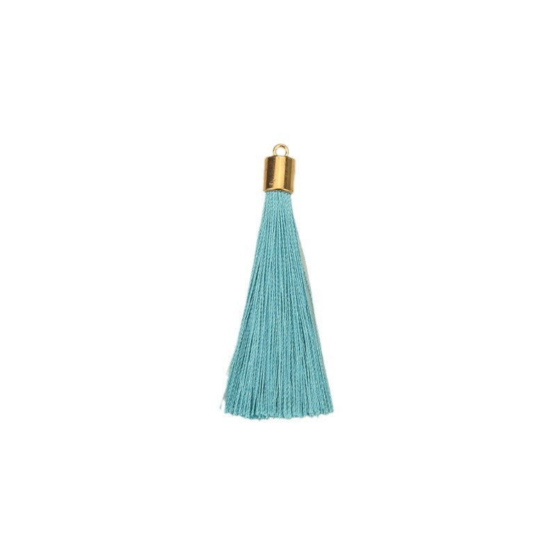 Colorful Polyester Fringe Tassel Keychain with Golden Cap 55mm 50pcs 4