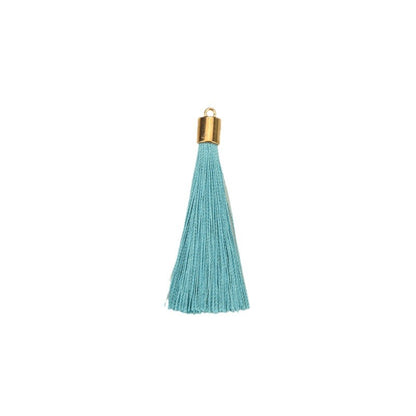 Colorful Polyester Fringe Tassel Keychain with Golden Cap 55mm 50pcs 4