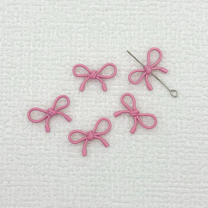 Hollow Bow Metal Beads 13x12mm Glossy Baking Painted Alloy 20pcs 16