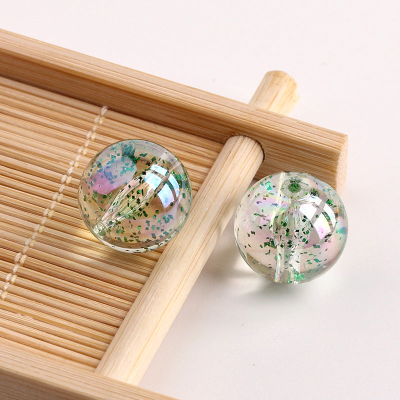 Plated Bubblegum Beads 18-20mm Transparent Mylar Flakes Filled 100g 7