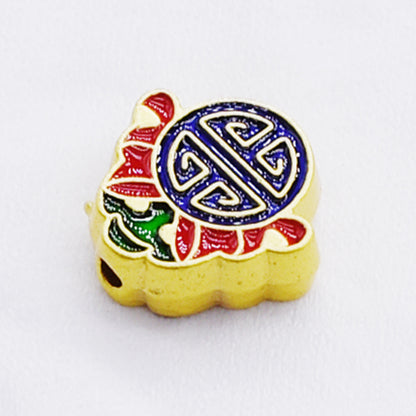 Cloisonne Metal Beads 12mm Good Fortune Pattern Enamel 10pcs 9