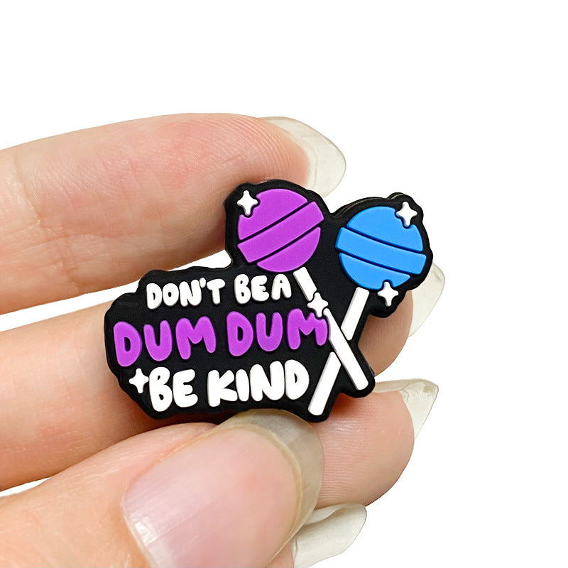Silicone Focal Beads Cartoon Simulation Lollipop Be Kind Text 20pcs 5