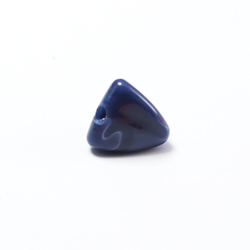Imitation Turquoise Triangular Pyramid Acrylic Beads 13mm Glossy Marbled 100pcs 7