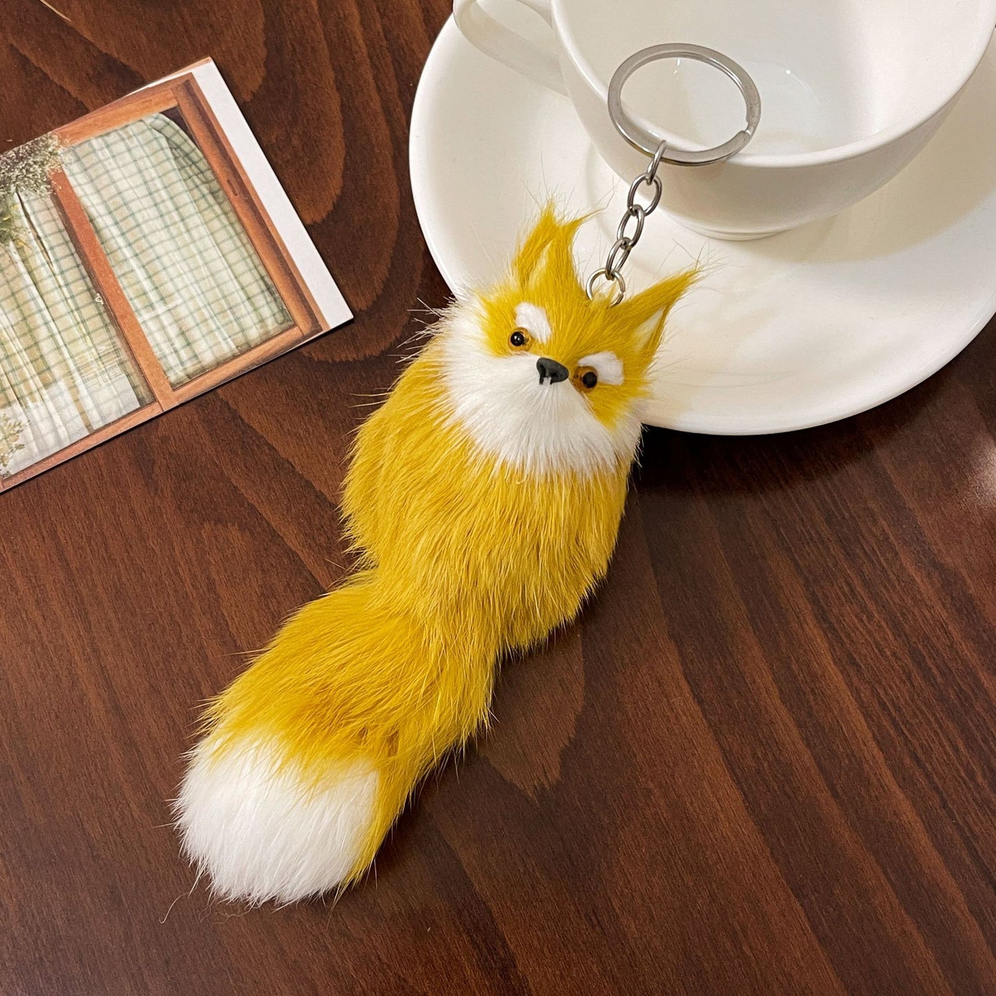 Fashion Plush Fox Keychain Soft Tail Wild Animal Charm 9