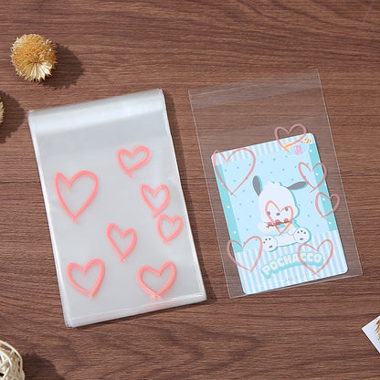 Self Adhesive OPP Bags Hollow Heart Pattern 8x10cm 200pcs 4