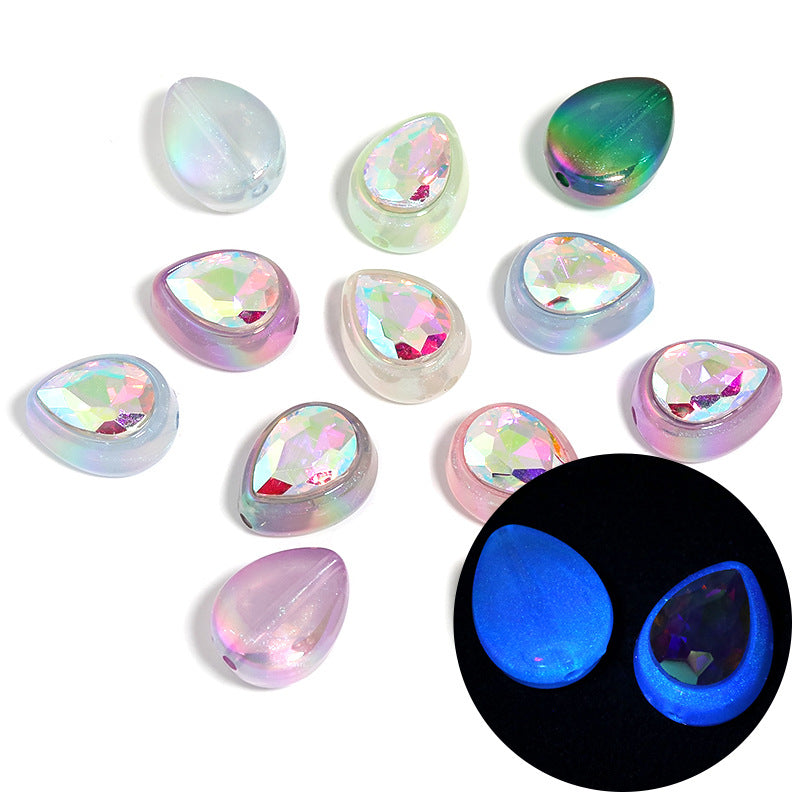 Glow Waterdrop Acrylic Beads 23x19mm Glitter Powder Glow In The Dark 25pcs 6