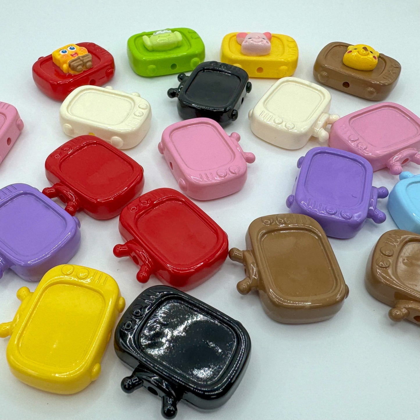 Painted TV Acrylic Beads 29mm Glossy Baked Finish 10pcs
