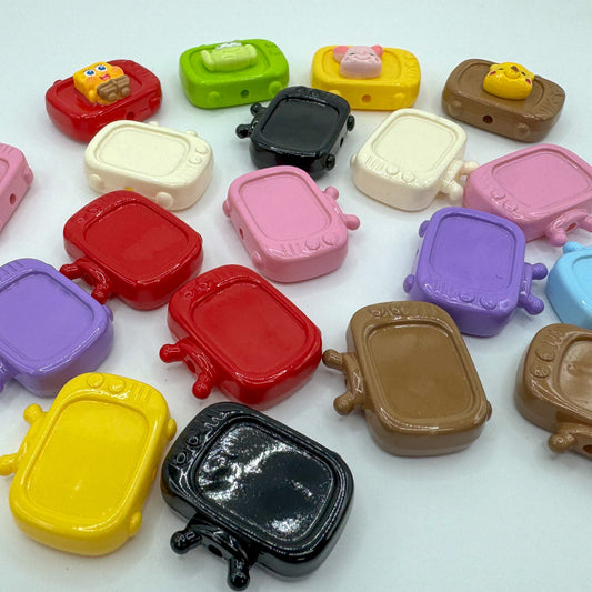 Painted TV Acrylic Beads 29mm Glossy Baked Finish 10pcs