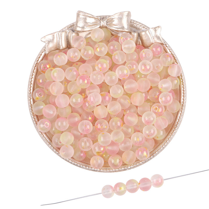 Gradient Frosted Round Glass Beads 8mm Matte Finish Gold Flecks 50pcs 8