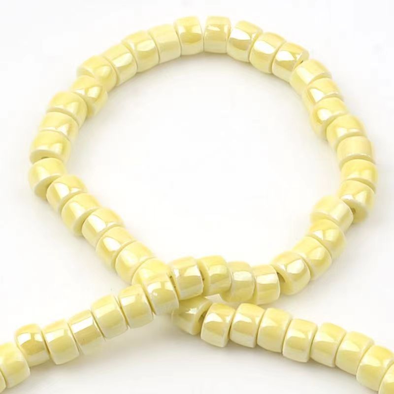 Cylindrical Ceramic Beads 6mm Glossy Rainbow Spacer 10pcs 23