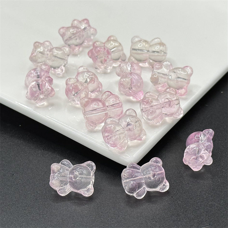 Transparent Bear Glass Beads 13x16mm Pastel Colors 100pcs 6