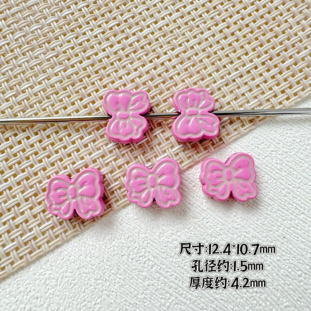 Rabbit and Bear Painted Metal Beads Glossy Finish Bulk 10pcs 30