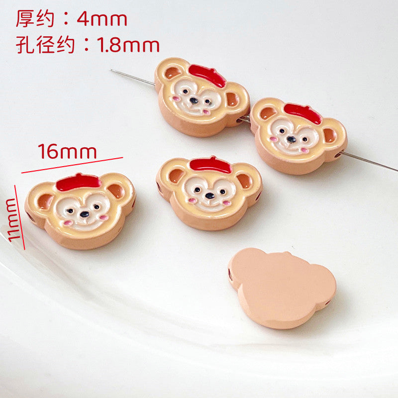 Cartoon Character Metal Beads Colorful Enamel Alloy 10pcs 7