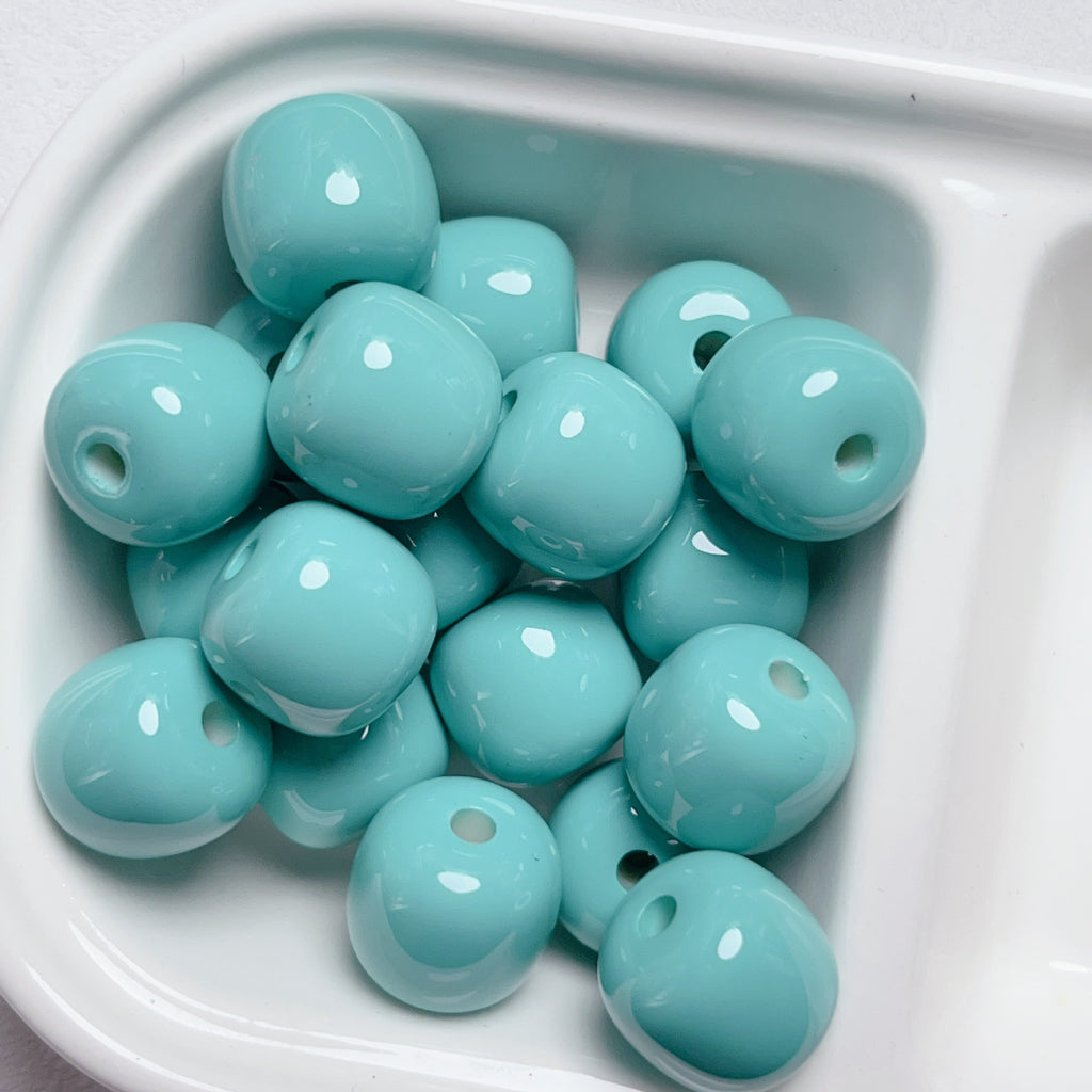 Painted Chubby Acrylic Beads 16mm Glossy Bright Colors 10pcs 6