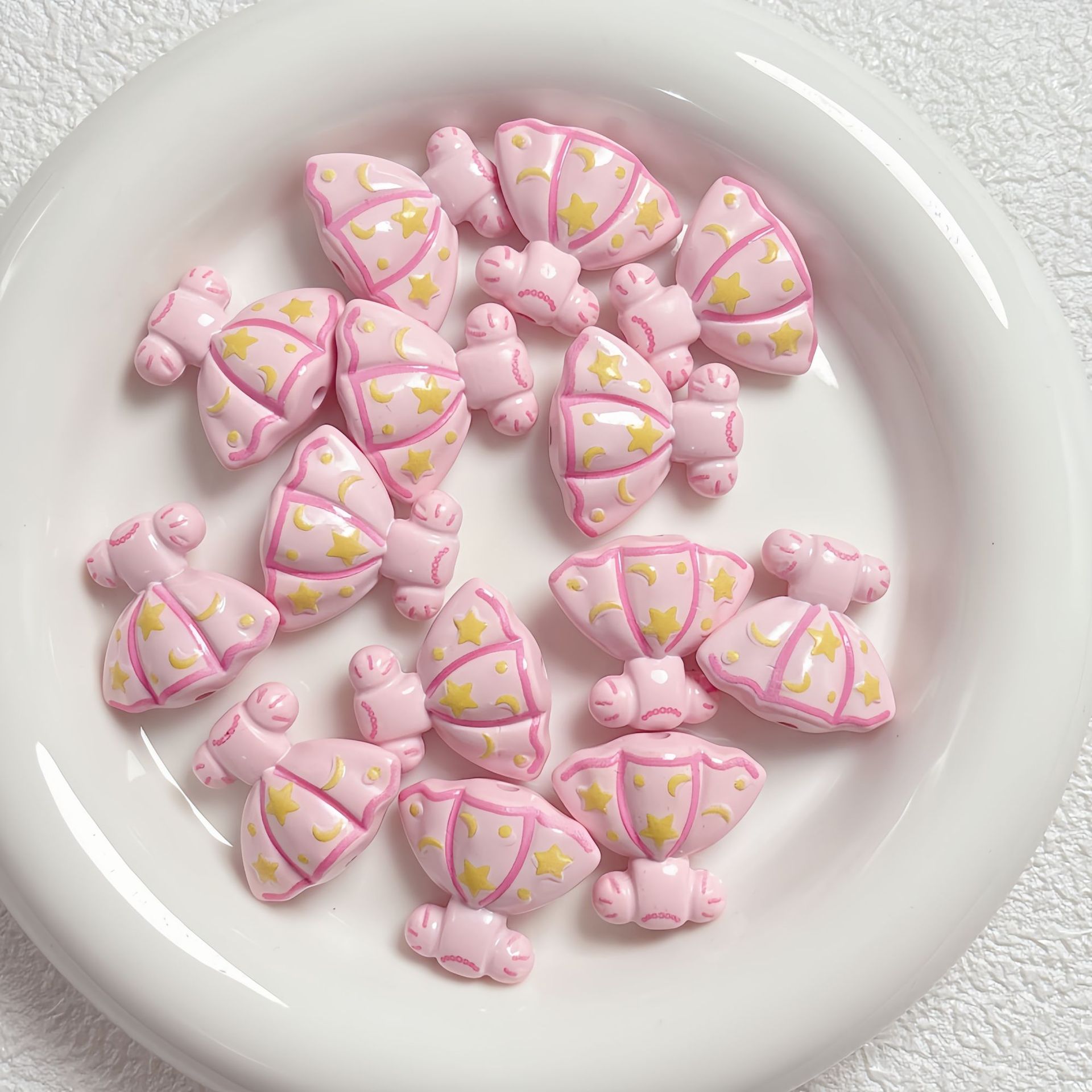 Painted Dress Acrylic Beads 26mm Colorful Assorted 5pcs 2