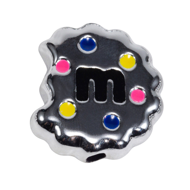 Hand Painted Bitten Cookie Acrylic Beads 22mm Enamel Glossy 10pcs 41