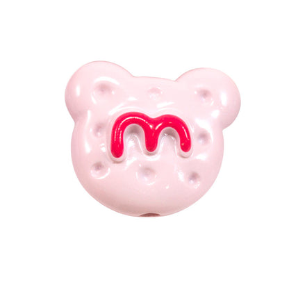 Hand Painted Bear Acrylic Beads 25mm Glossy Colorful 10pcs 9