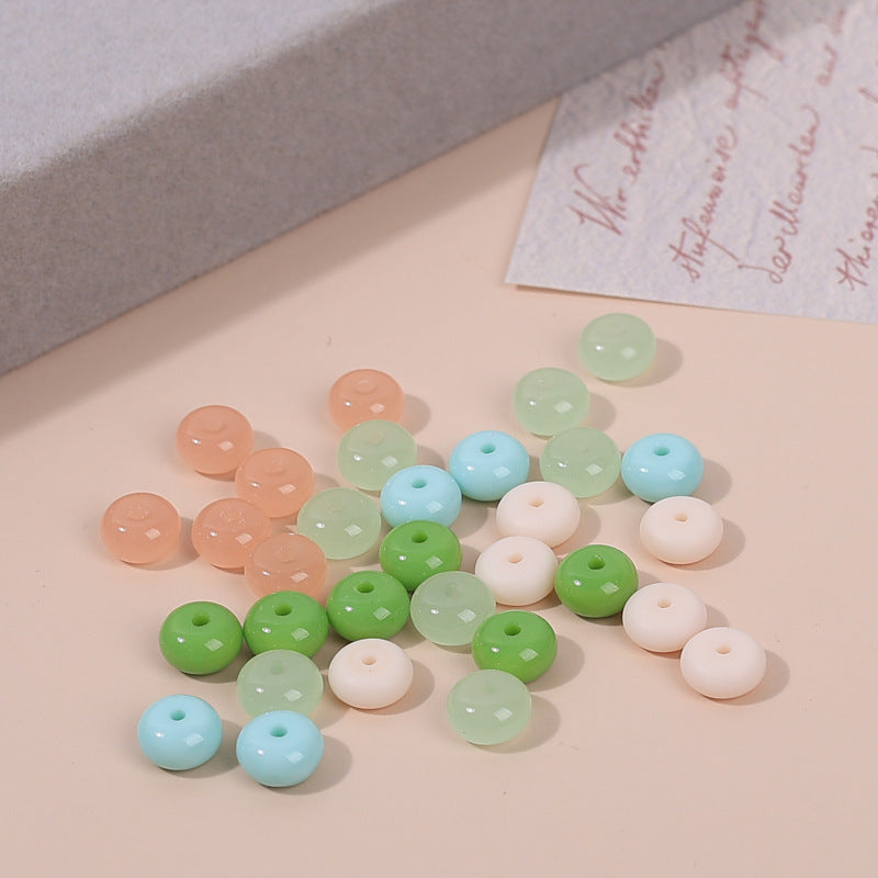 Glass Round Spacer Beads 6mm 8mm Imitation Jade Color 100pcs 3