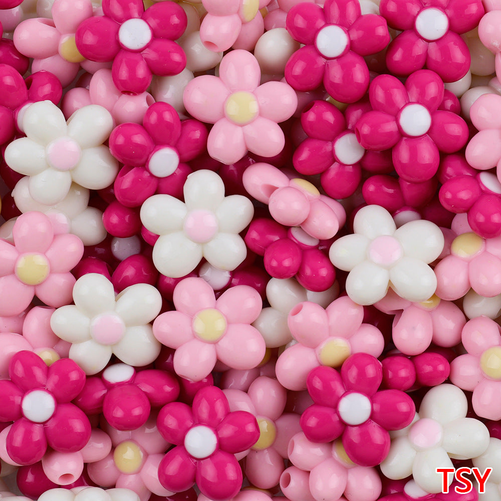 Glow In The Dark Five-Petal Flower Acrylic Beads 21mm Bicolor 10pcs 21