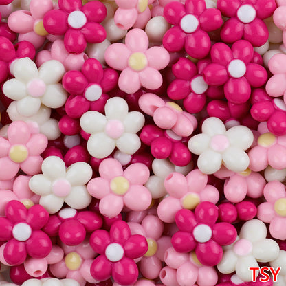 Glow In The Dark Five-Petal Flower Acrylic Beads 21mm Bicolor 10pcs 21