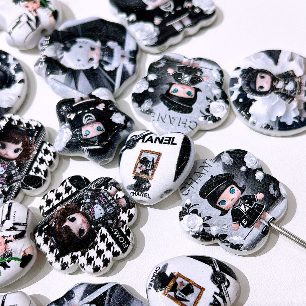 Mixed Shape Acrylic Beads Black Moly 50pcs 3