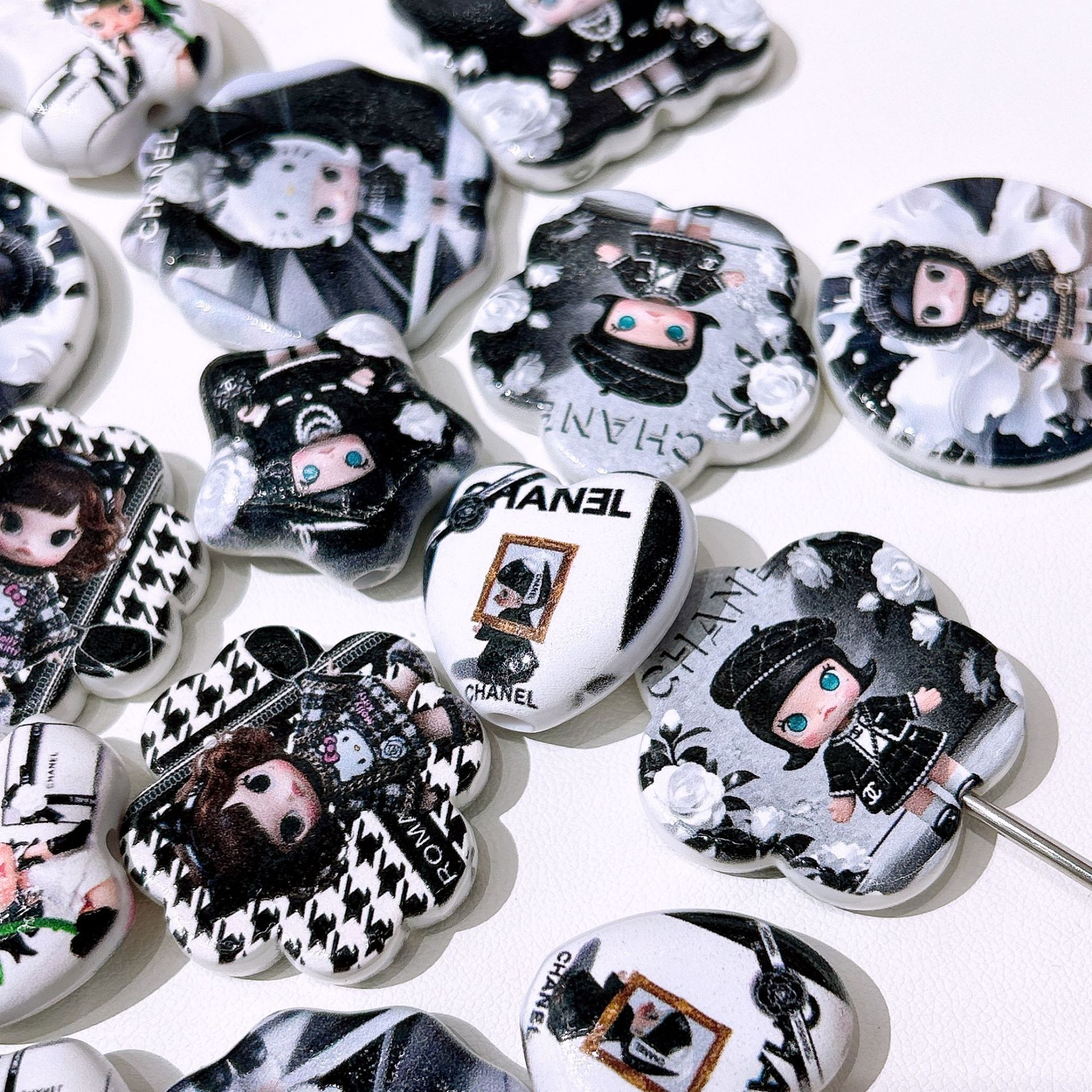 Mixed Shape Acrylic Beads Black Moly 50pcs 3