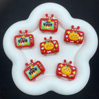 Hand Painted TV Enamel Acrylic Beads 30mm Colorful Animal Faces 4pcs 2
