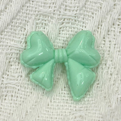 Hand Painted Balloon Bow Acrylic Beads 33mm Solid Color 10pcs 13