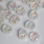 Transparent Wrinkled Flat Heart Acrylic Beads 14mm Iridescent 50pcs