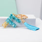 Blue Resin Tassel Monogram Keychain with Gold Flake Accent 34
