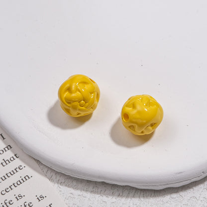 Painted Round Acrylic Beads 11mm Baked Glossy 50pcs 8