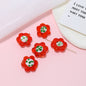 Lampwork Glass Beads Flower 19mm Hand Painted Six-Petal 10pcs 7